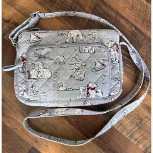Vera‎ Bradley Quilted Polar Bear Red Scarf Ski Mountain Scene Crossbody Bag